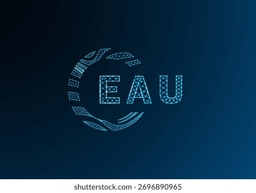 EAU low poly letter logo vector design. EAU lower poly logo design. EAU unique low poly logo design.