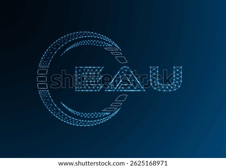 EAU low poly letter logo vector design. EAU lower poly logo design. Low poly logo.