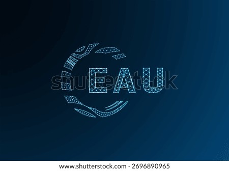 EAU low poly letter logo vector design. EAU lower poly logo design. EAU unique low poly logo design.