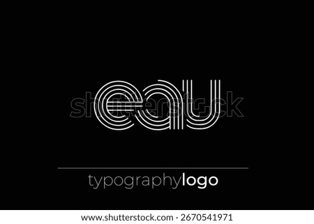 EAU modern geometric typography logo. Modern and stylish composition featuring a monochromatic typography logo illustration designed with intricate lines.