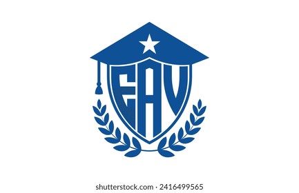 EAV initial letter academic logo design vector template. monogram, abstract, school, college, university, graduation, symbol, shield, model, institute, educational, coaching canter, tech, sign, badge