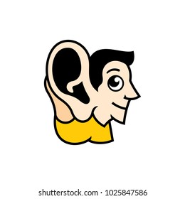 Eavesdropping. Listening sign.