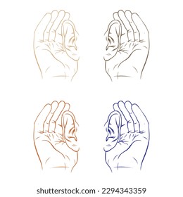 Eavesdropping Vector Illustration. Hand And Ear, A Sign Of Attention
