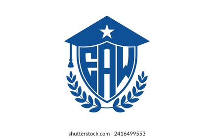 EAW initial letter academic logo design vector template. monogram, abstract, school, college, university, graduation, symbol, shield, model, institute, educational, coaching canter, tech, sign, badge
