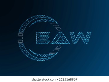 Diseño de Vector de logotipo de letra polivinílica baja EAW. Diseño de logotipo de poliéster inferior EAW. Logotipo de poliéster bajo.