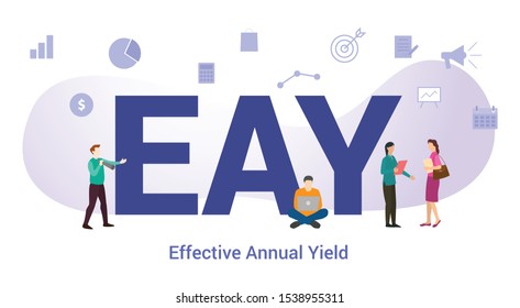 eay effective annual yield concept with big word or text and team people with modern flat style - vector