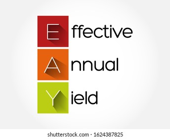 EAY Effective Annual Yield - total profit or returns on a bond that an investor receives, acronym text concept background