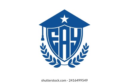 EAY initial letter academic logo design vector template. monogram, abstract, school, college, university, graduation, symbol, shield, model, institute, educational, coaching canter, tech, sign, badge