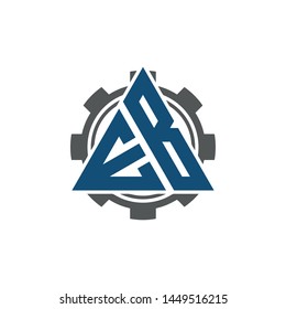 EB, BE Triangle Gear Logo Design