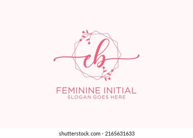 EB beauty monogram and elegant logo design handwriting logo of initial signature, wedding, fashion, floral and botanical with creative template.