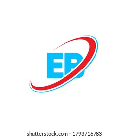 EB E B letter logo design. Initial letter EB linked circle uppercase monogram logo red and blue. EB logo, E B design. eb, e b	
