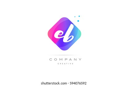eb e b  pink blue rhombus abstract 3d alphabet company letter text logo hand writting written design vector icon template 