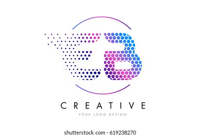 EB E B Pink Magenta Dotted Bubble Letter Logo Design. Dots Lettering Vector Illustration