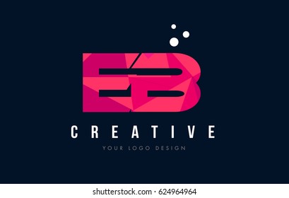 EB E B Purple Letter Logo Design with Low Poly Pink Triangles Concept