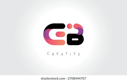Abstraktes EB-Farbverlauf-Logo mit kreativen abgerundeten Formen