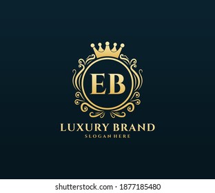 EB Letra inicial Oro caligráfico femenino floral mano trenzada heráldica monograma antiguo estilo vintage diseño logotipo de lujo estilo antiguo.