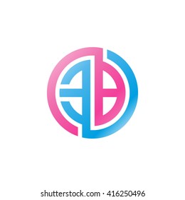 EB initial letters linked circle logo pink blue