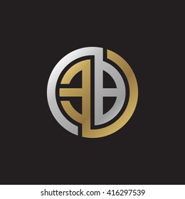 EB initial letters linked circle elegant logo golden silver black background