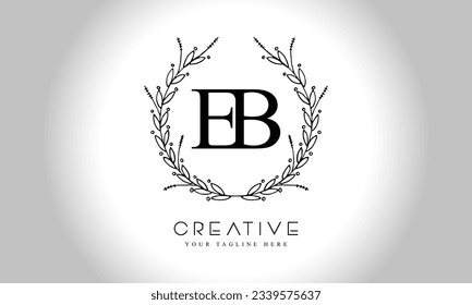 EB initial letters logo design template  with flower circle