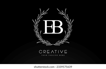 Plantilla de diseño del logotipo de letras iniciales de EB con círculo floral