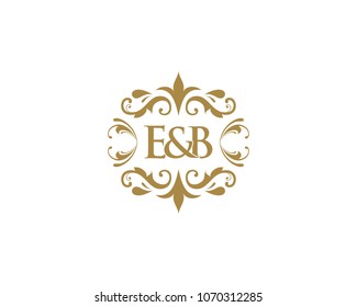 E&B Initial logo. Ornament ampersand monogram golden logo