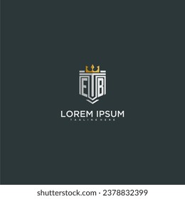 EB initial monogram for crown and shield logo design