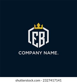 EB initial monogram logo design for hexagon style  crown elegant image