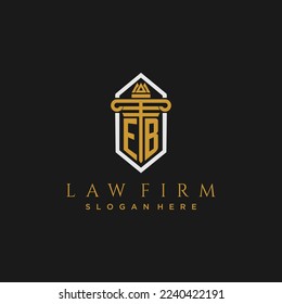 EB initial monogram logo for lawfirm with pillar in creative polygon design