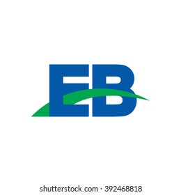 EB initial overlapping swoosh letter logo blue green