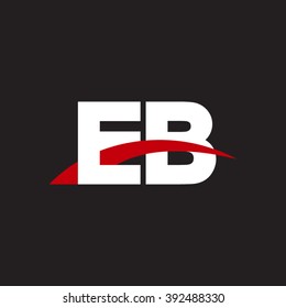 EB initial overlapping swoosh letter logo white red black background