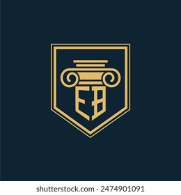 Logo de la firma de abogados EB Initials con un elemento de derecho creativo
