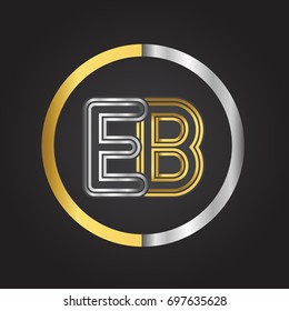 EB Letter logo in a circle. gold and silver colored. Vector design template elements for your business or company identity.