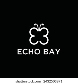 Monograma del logotipo de la letra EB, combinación del logotipo de la mariposa de dos iniciales E y B, emblema de la señal de identidad del estilo mínimo	