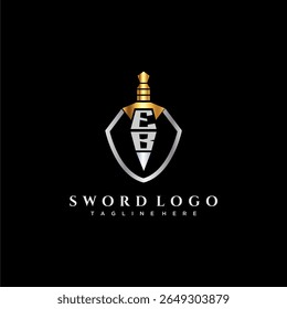 monograma de luxo carta EB para imagem estilo escudo e espada