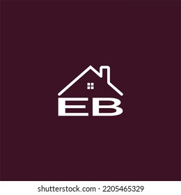 EB letter roof shape logo for real estate with house icon design