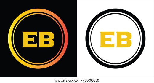 EB letters icon design template elements in abstract background logo, design identity in circle, alphabet letter