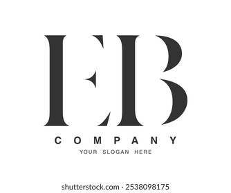 Design do logotipo da EB. Estilo de fonte das letras iniciais e e b serif. Tipografia clássica do nome da empresa. Logotipo ou identidade da moda. Ilustração vetorial.