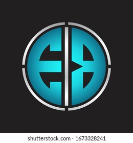 EB Logo initial with circle line cut design template on blue colors