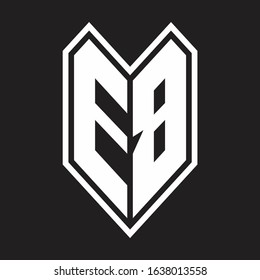 EB Logo monogram with emblem line style isolated on black background