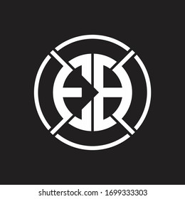 EB Logo monogram with four part circle slash rounded design template