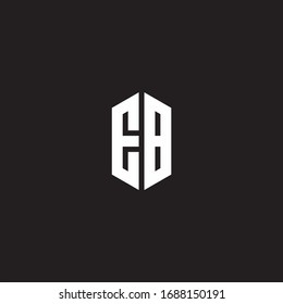 EB Logo monogram with hexagon shape style design template isolated on black background