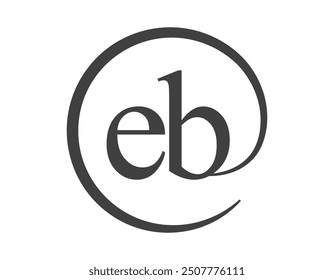 EB logo from two letter with circle shape email sign style. E and B round logotype of business company for brand identity.