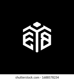 EB monogram logo with abstract hexagon style design template isolated on black background
