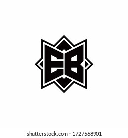 Logo de monograma EB con plantilla de diseño de contorno de estilo de rotación cuadrada