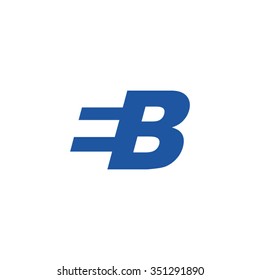 EB negative space letter logo blue