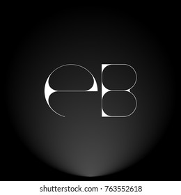 EB White thin minimalist LOGO Design with Highlight on Black Background.