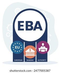 EBA. EUROPEAN BANKING AUTHORITY acronym. Concept with keyword and icons. Flat vector illustration. Isolated on white.