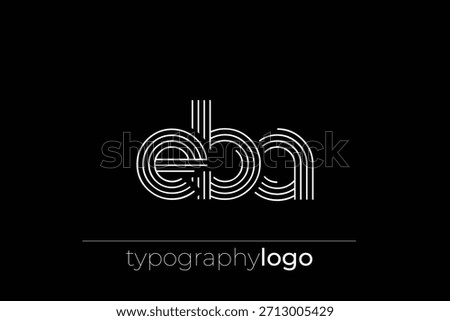EBA modern geometric typography logo. Modern and stylish composition featuring a monochromatic typography logo illustration designed with intricate lines.