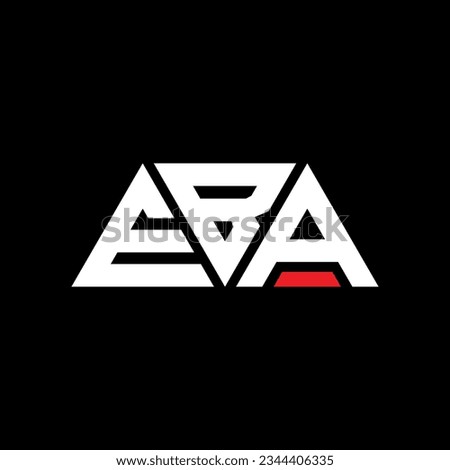 EBA triangle letter logo design with triangle shape. EBA triangle logo design monogram. EBA triangle vector logo template with red color. EBA triangular logo Simple, Elegant, and Luxurious design.