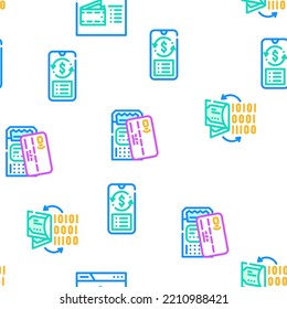 E-banking And Contactless Payment vector seamless pattern thin line illustration